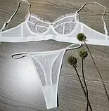 Жіноча білизна трусики та бюстгальтер з кісточками у білому кольорі, фото 3