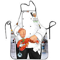Фартух з приколом кухар з раком 75 на 60 см різнобарвний