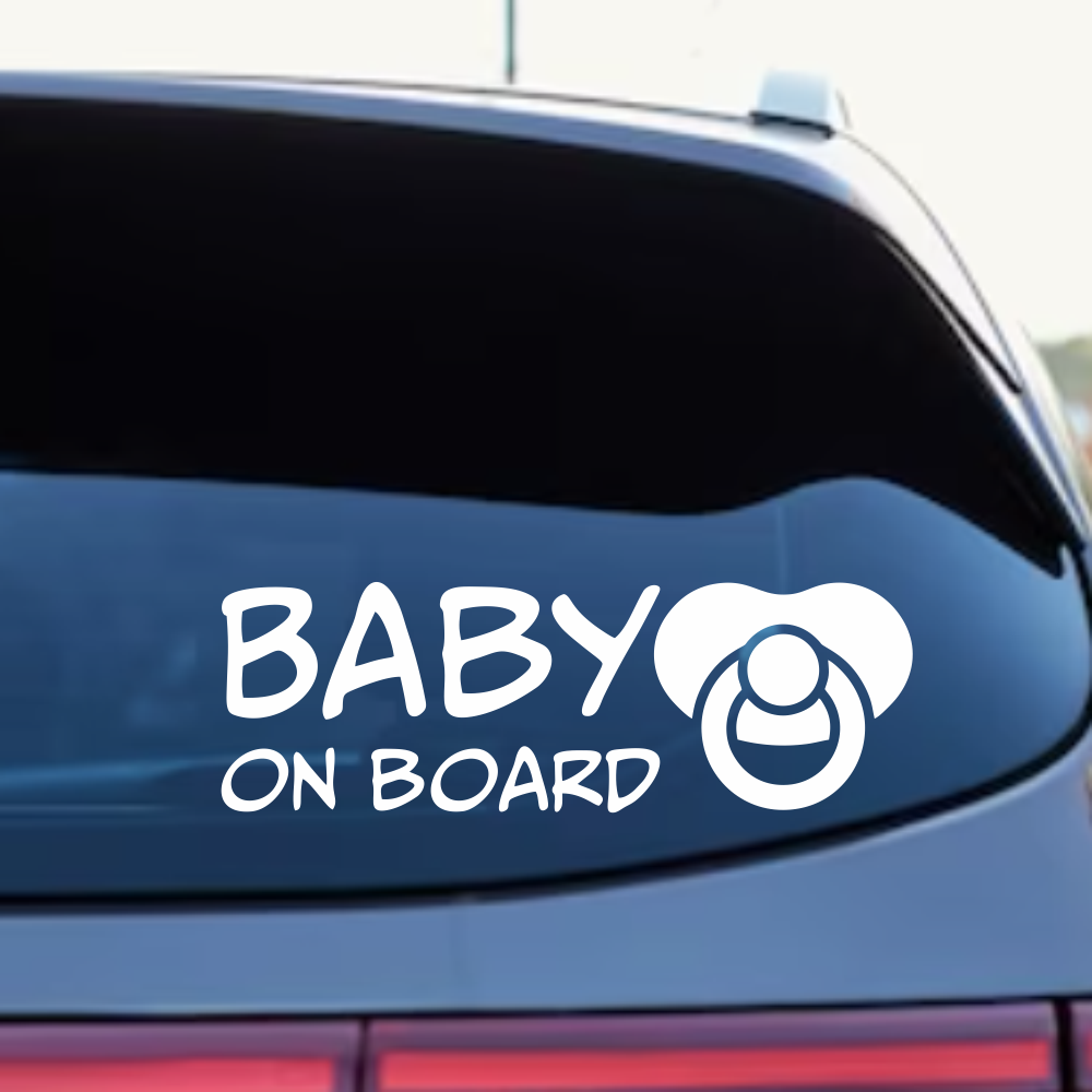 Вінілова наклейка на машину Baby on board напис дитина в автомобілі на скло матова біла 393х131 мм