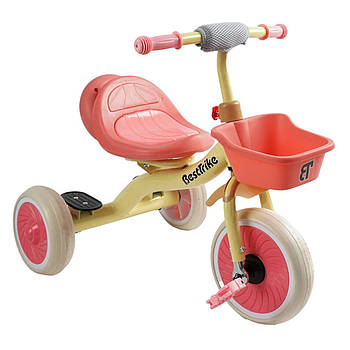 Велосипед триколісний дитячий (колеса EVA, українське озвучення, світло, кошик) Best Trike BS-41363 Рожевий