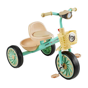 Велосипед триколісний дитячий (колеса EVA, фара з музикою та світлом, 2 кошики) Best Trike BS-33461 Бірюзовий