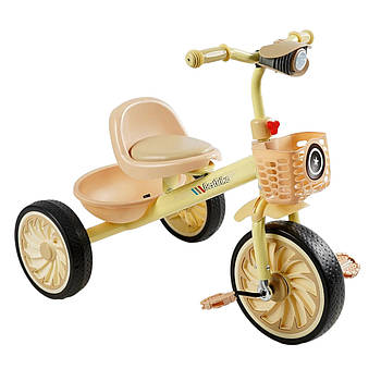 Велосипед триколісний дитячий (колеса EVA, фара з музикою та світлом, 2 кошики) Best Trike BS-33260 Бежевий