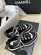 Жіночі шкіряні чорні кросівки Chanel з білими вставками кеди Шанель, фото 8