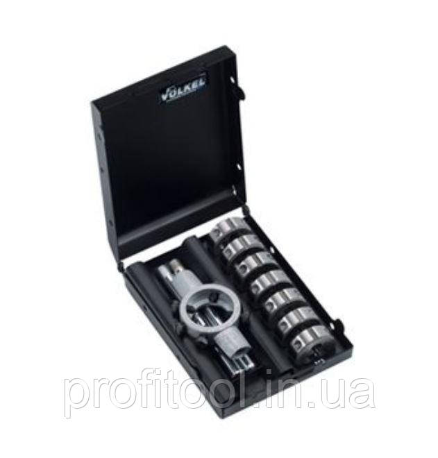 Набір плашок VOLKEL M3-4-5-6-8-10-12 з плашкотримачем 25х9 мм (49525), фото 1