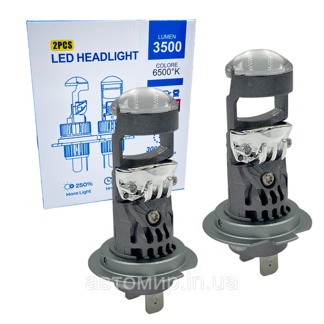 LED світлодіодні міні лінзи з розмірами галогенної лампи Bi-LED MiniLens A50 H7 6500k 3500lm 35w 9-60v