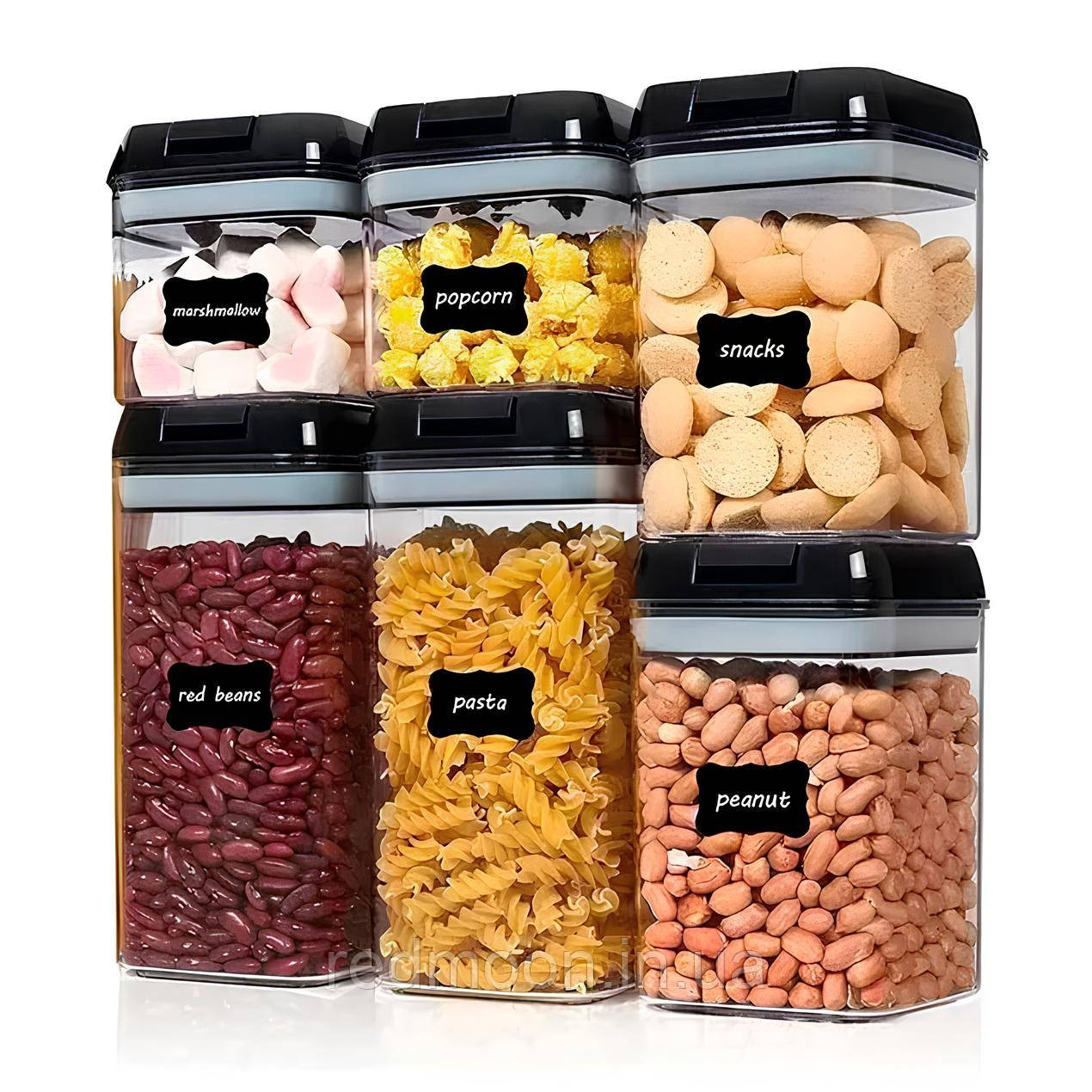 Набір пластикових контейнерів для круп 6шт, Food Storage Container / Набір ємностей для сипучих продуктів