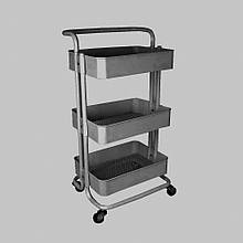 Візок металевий, 3 полиці, Сірий