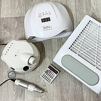 Професійний набір для манікюру з лампою SunX, фрезером Nail Drill ZS-601 та витяжкою 858-8