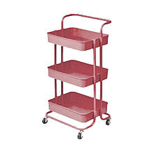 Візок металевий, 3 полиці, Рожевий