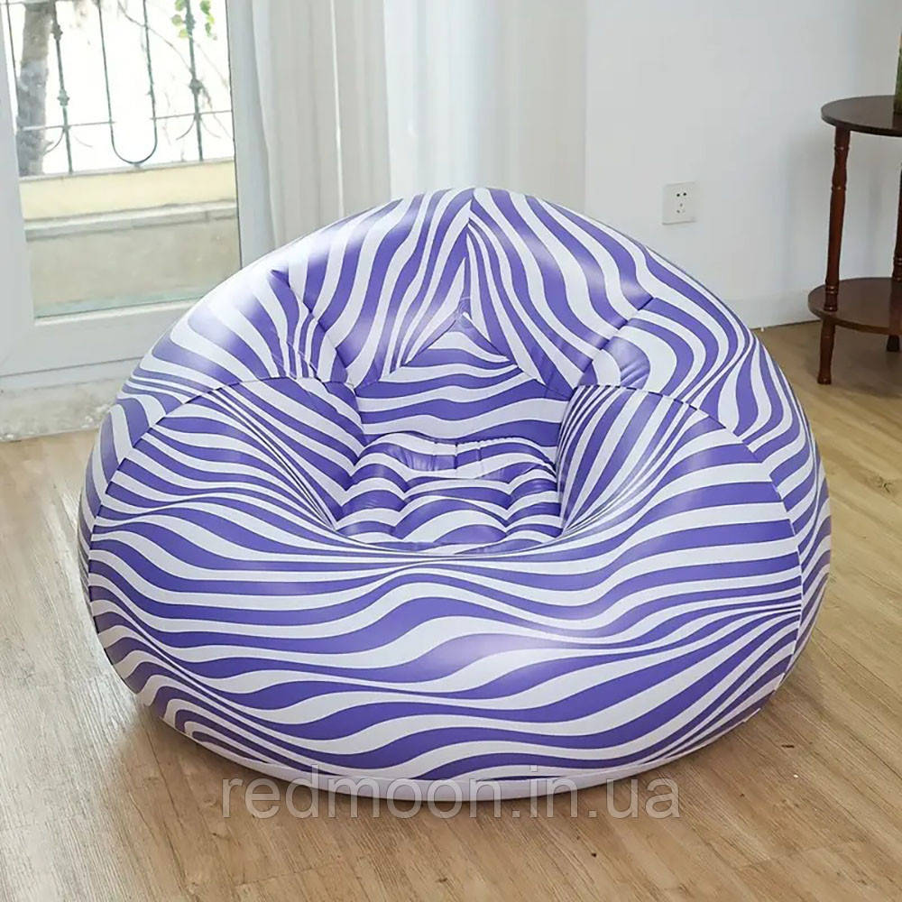 Надувне крісло в смужку 100х100см, до 120кг, Sofa / Надувний диван / Крісло груша для дому, фото 1