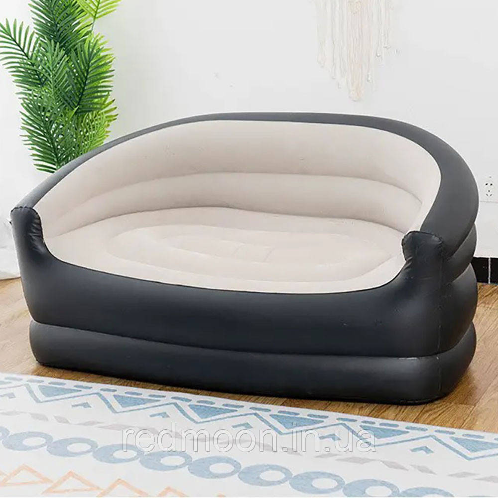 Надувний диван двомісний з флокованим покриттям 138х87х71см / Надувне крісло для дому, фото 1