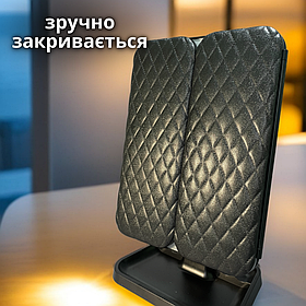 Лед дзеркало для макіяжу, дзеркало збільшувальне з підсвічуванням, дзеркало з сенсорною кнопкою чорний (3300)