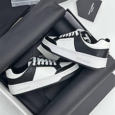 Жіночі білі шкіряні кросівки YSL чорні кеди Saint Laurent Court Classic SL/61, фото 3