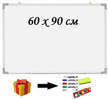 Дошка магнітно-маркерна 60х90см горизонтальна, в алюмінієвому профілі Flip + набір в подарунок