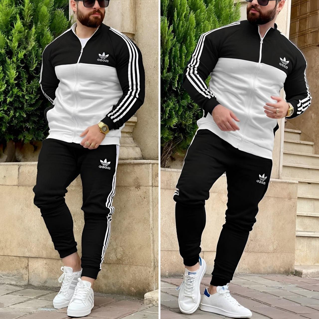 Спортивний костюм чоловічий Adidas на блискавці весняний осінній олімпійка штани адидас чорний