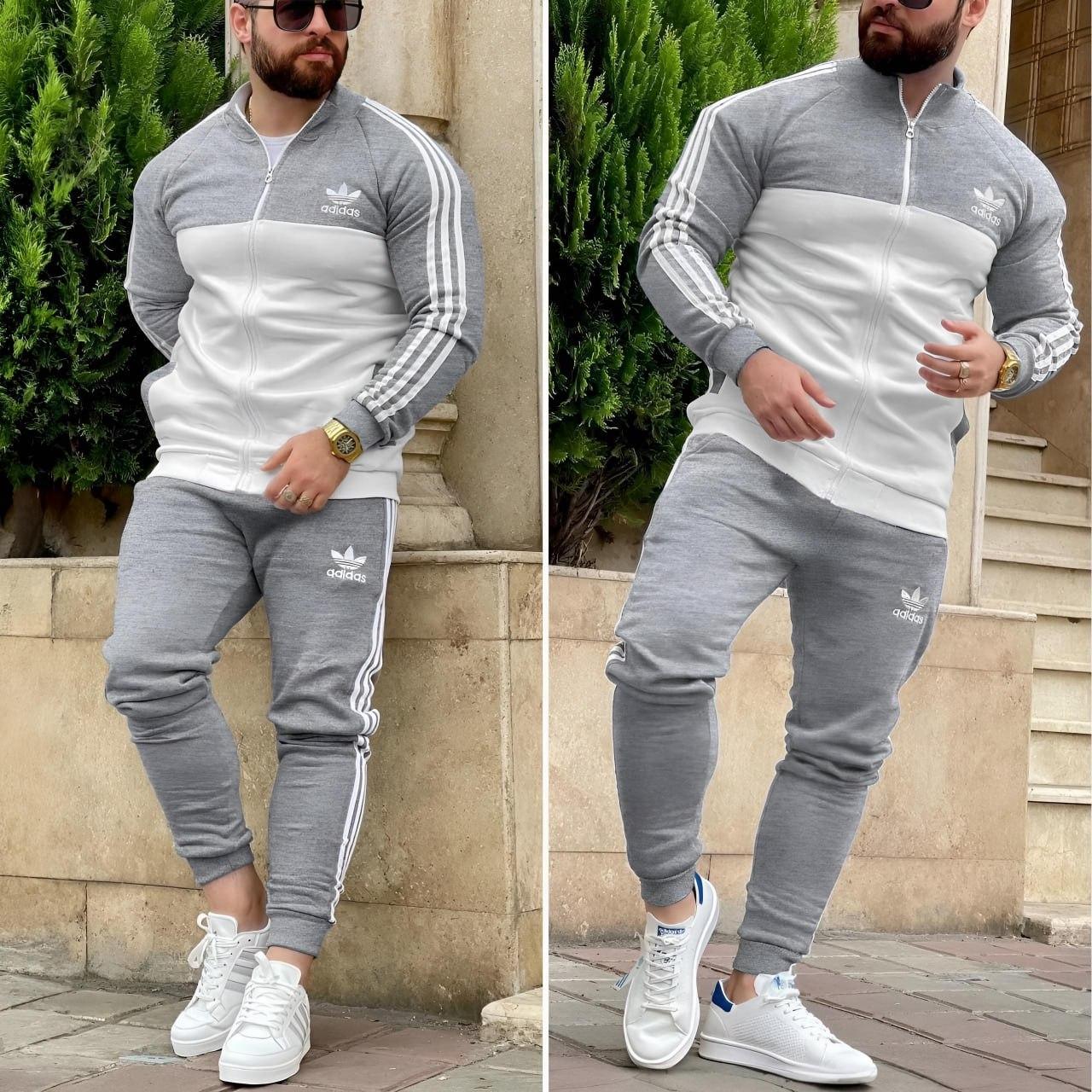 Спортивний костюм чоловічий Adidas весняний осінній літній адидас сірий меланж