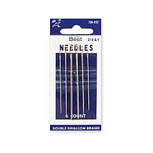 Набір голок для ручного шиття із золотим вушком, 6шт, (120-072), Best