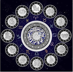 Набір сувенірних монет Дванадцять сузір'їв зодіаку (12 шт.) інкрустований