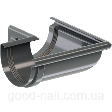 Кут зовнішній 90° круглої ринви пластикової водостічної системи KROP 130\90мм, фото 1