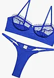 Жіноча спідня білизна в синьому кольорі ліф і трусики в рубчик, фото 4