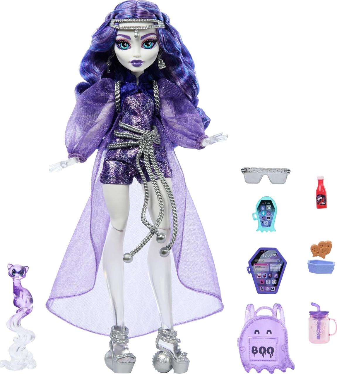 Лялька Монстер Хай Спектра Вандергейст з вихованцем Monster High Spectra Vondergeist with Pet HXH77