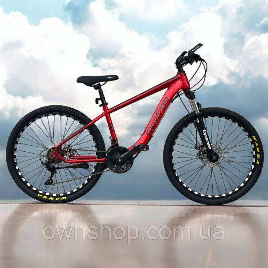Велосипед гірський TopRider-550, колеса 26", рама 15", перемикач L-TWOO", червоний