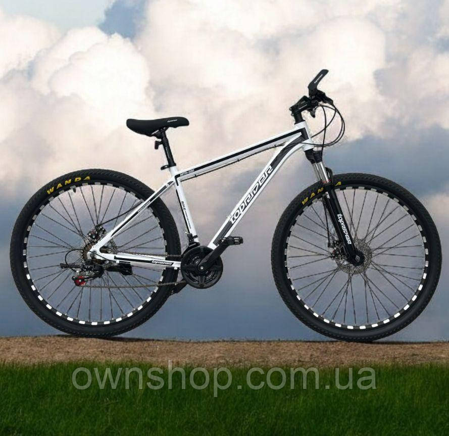 Велосипед алюмінієвий на пром-підшипникахTopRider-680 колеса 29", рама 19", білий + крила у подарунок