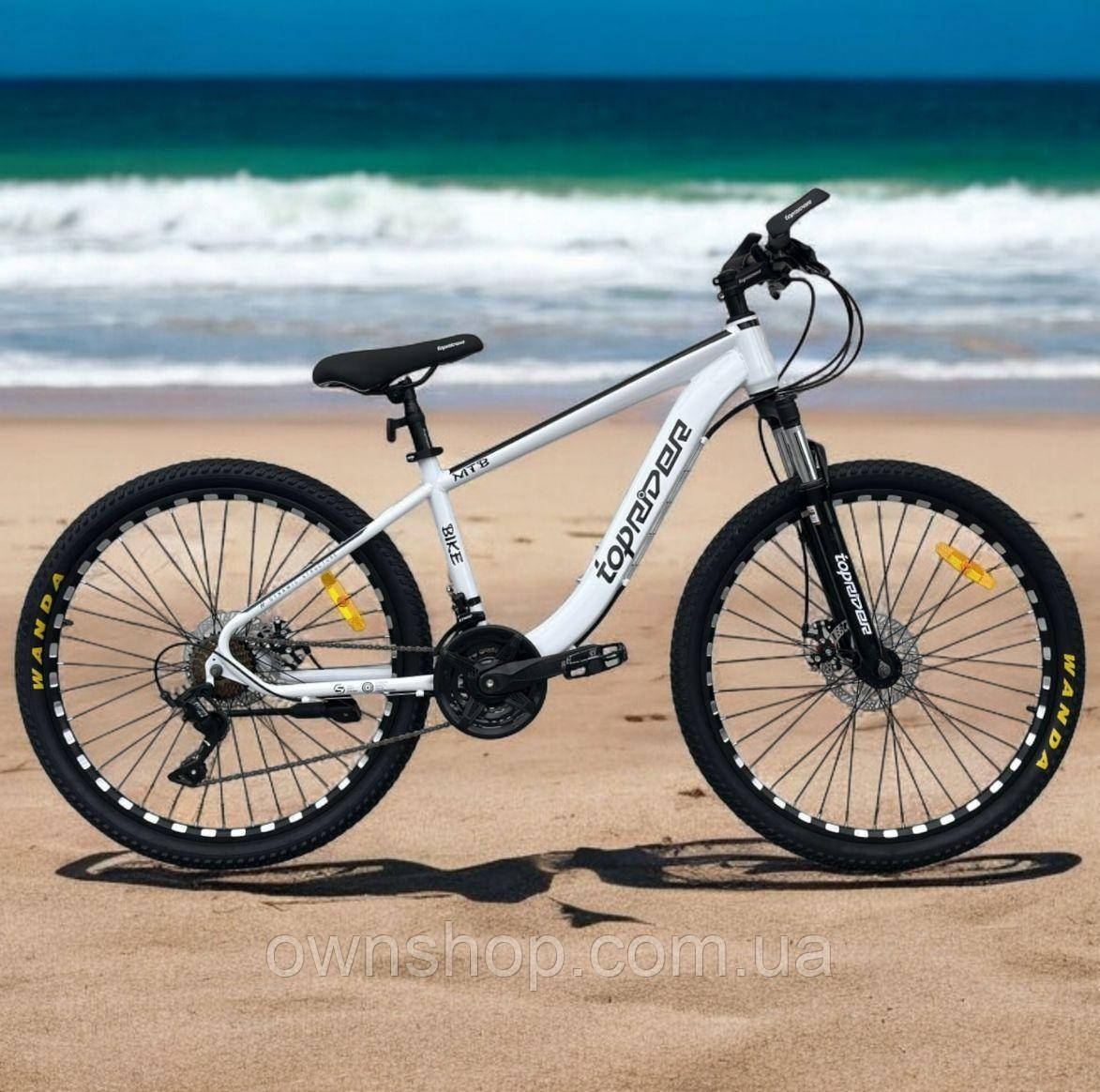 Велосипед гірський TopRider-550, колеса 26", рама 15", перемикач L-TWOO", білий