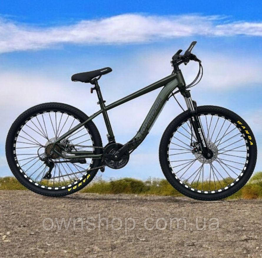Велосипед гірський TopRider-550, колеса 26", рама 15", перемикач L-TWOO", хакі