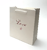 Подарунковий пакет білий "Love" із червоним тисненням (24х20х9см) 1шт.