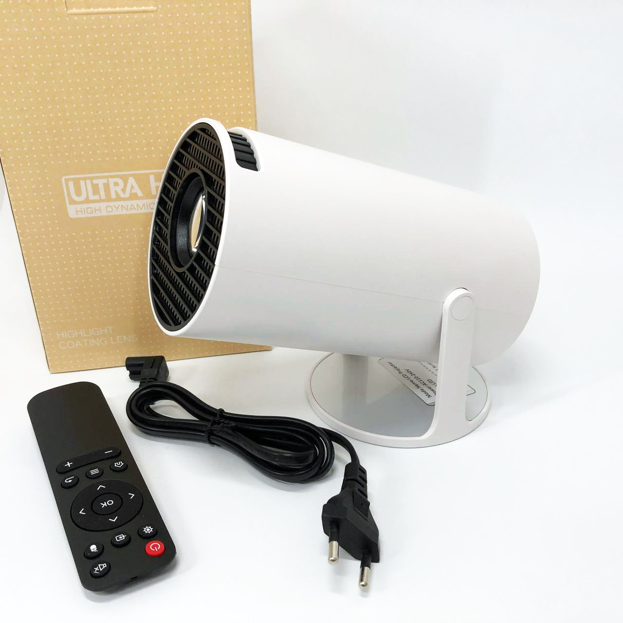 LED Проектор для дому портативний Смарт з WiFi, Bluetooth, Android 11, IS-209 білий, 1280х720р