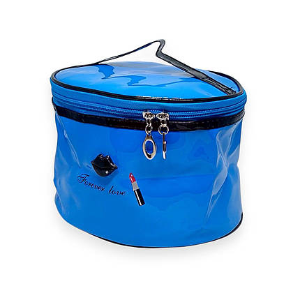 Косметичка-Валізка Traum LIPS #2 Forever Love овальна лакована блакитна 21х15.5х144 см, фото 1