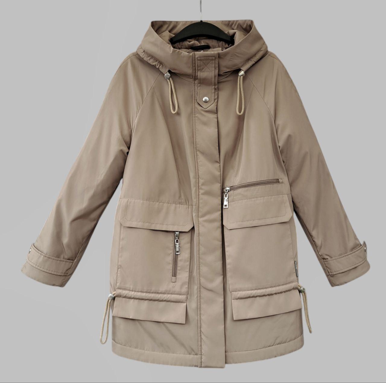 Жіноча демісезонна куртка, парка, батал, фабрична якість, 62р., див. заміри в описі - фото 1 - id-p2499703548