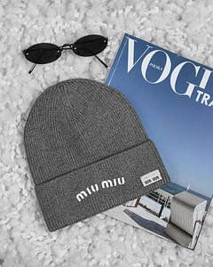 Жіноча шапка miu miu grey ВТ0570