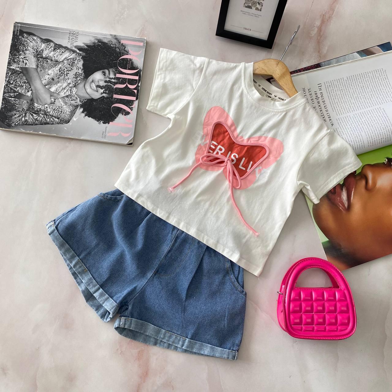 Комплект (2) футболка з метеликом і шорти Білий 2320 110, X.kids, Білий, Для дівчаток, Літо, 98, фото 1