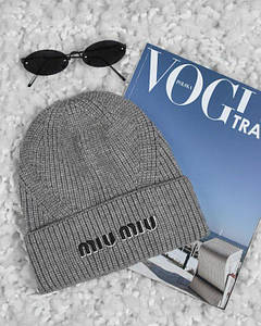 Жіноча шапка Míu Míu grey/black ВТ0564