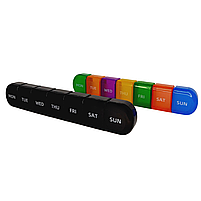 Таблетница Органайзер розбірна на 7 дней КОЛЬОРОВА 24х4,5х2,5 см, фото 3