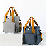 Термосумка для обідів з плечовим ременем універсальна сумка холодильник для ланчів подорожей пікніків, фото 5