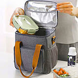 Термосумка для обідів з плечовим ременем універсальна сумка холодильник для ланчів подорожей пікніків, фото 7