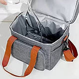 Термосумка для обідів з плечовим ременем універсальна сумка холодильник для ланчів подорожей пікніків, фото 9