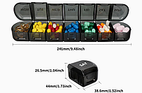 Таблетниця Органайзер розбірна на 7 днів Чорна 24х4,5х2,5 см, фото 2