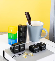 Таблетниця Органайзер розбірна на 7 днів Чорна 24х4,5х2,5 см, фото 3