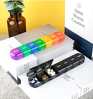 Таблетниця Органайзер розбірна на 7 днів Чорна 24х4,5х2,5 см, фото 4