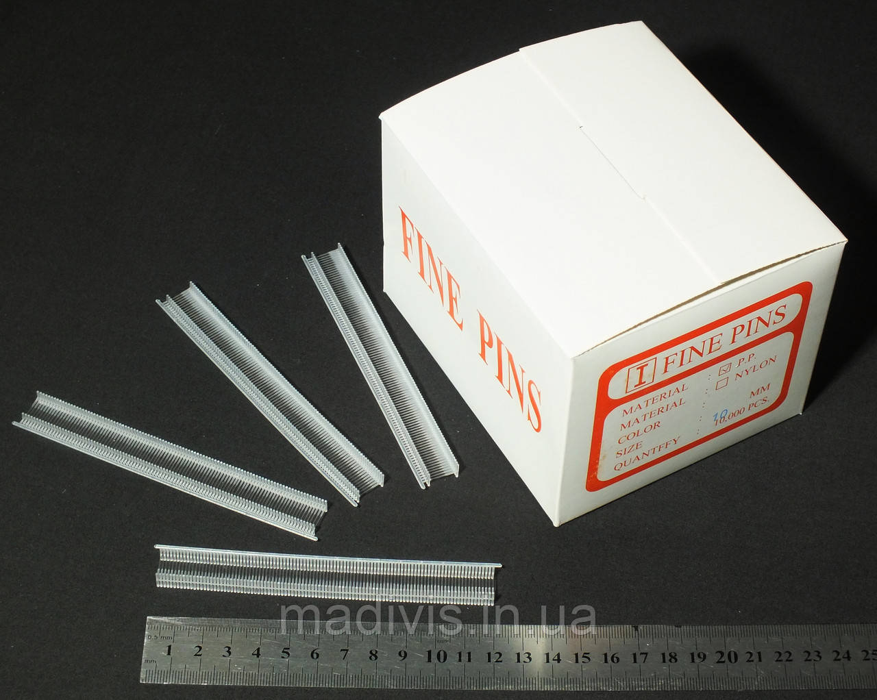 Короткі біркотримачі (яскраво-тримачі) FINE PINS 10 мм. для голчастого пістолета з тонкою голкою (5000 шт.), фото 1