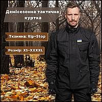 Демисезонная мужская куртка рип-стоп боевая черная для военных, водонепроницаемая куртка с капюшоном Slot