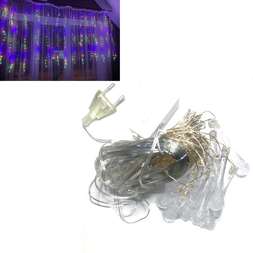 Гірлянда світлодіодна новорічна кольорова Крапля Роси 300 LED 3 x 1 м (005837), фото 1