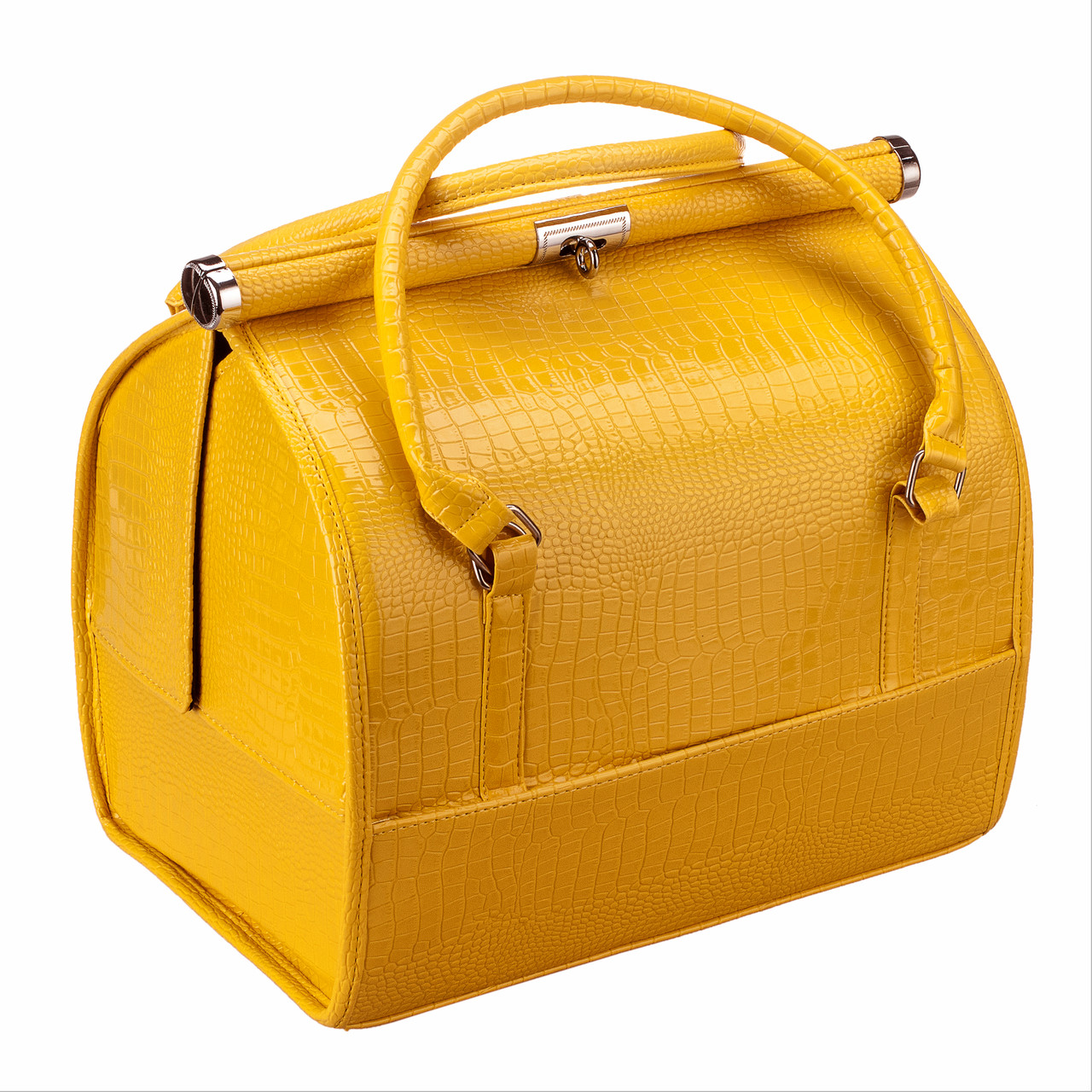 Стильний класичний саквояж Sac Voyage — зі знімним органайзером, жовтий лаковий, фото 1