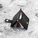 Затискач для грошей і карток на кнопці з тиснення герб України Veres Black з натуральної шкіри в чорному кольорі, фото 9