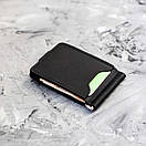 Затискач для грошей і карток на кнопці з тиснення герб України Veres Black з натуральної шкіри в чорному кольорі, фото 3