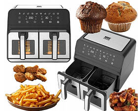 Мультипіч ,аерофритюрниця подвійна 9 л 2500Вт Bass Polska BH 10881 з сенсорною панеллю та двома окремими чашами